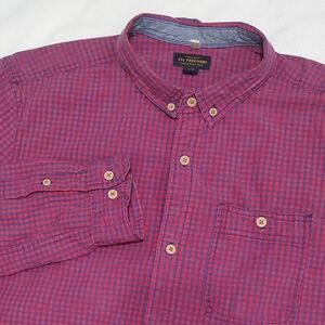 CPO Provision Red Blue Cotton Gingham Long Sleeve Button Down Shirt Large